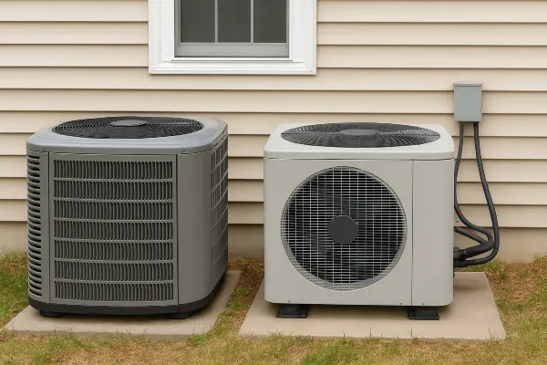2 AC units outside the house on a concrete slabs next to each other from Dallas Air Conditioning in Denton, TX - Denton TX